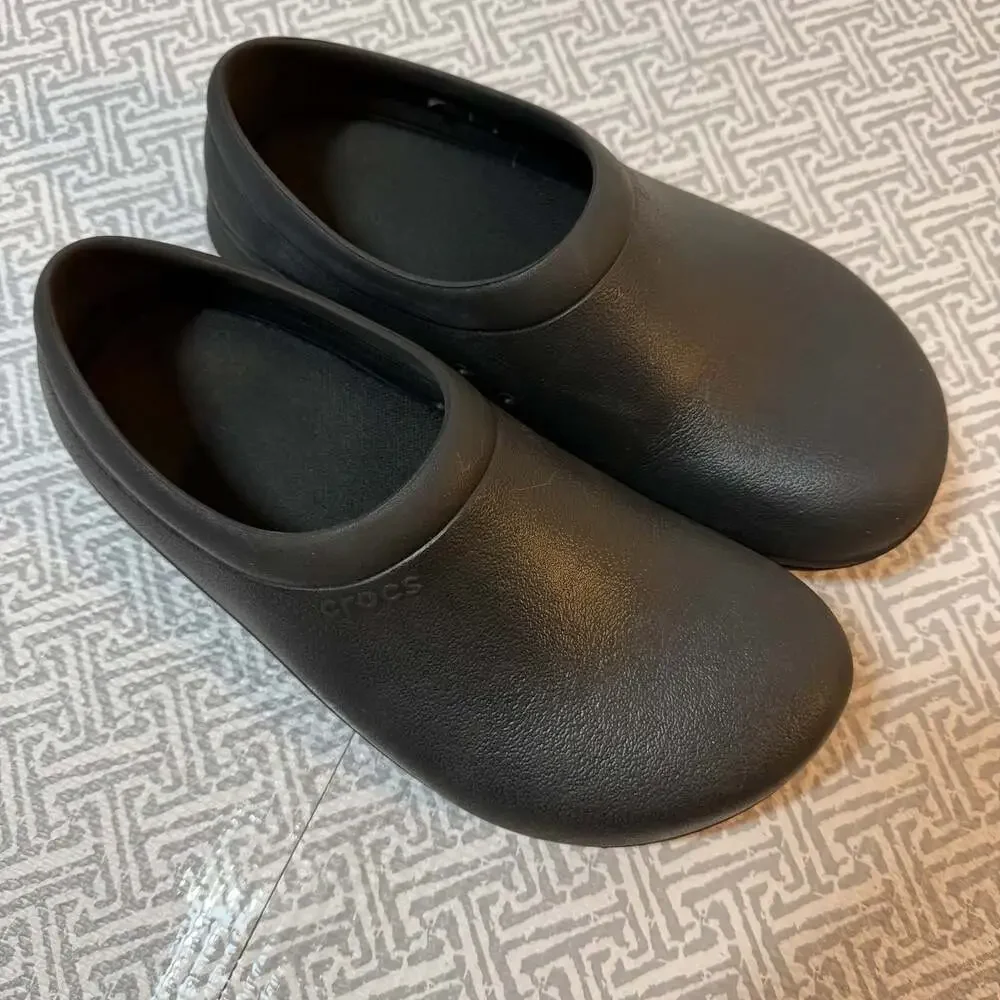 Crocs On The Clock Dual Comfort Slip-Resistant Work Clogs Black - Picture 2 of 9